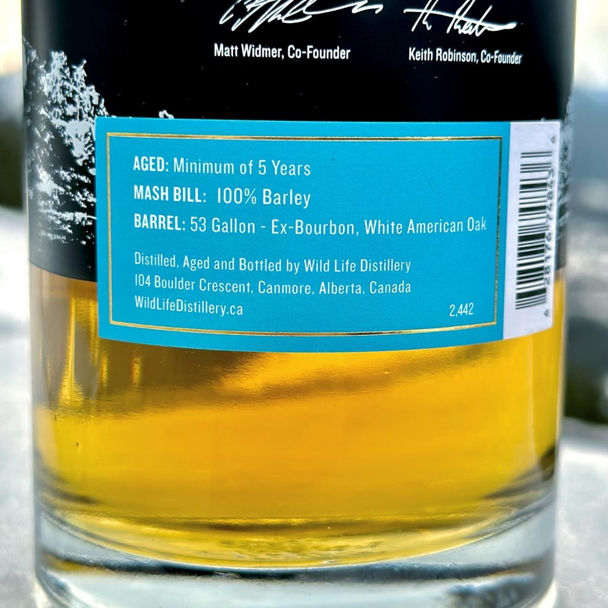Wild Life Single Malt Whisky, back label of bottle