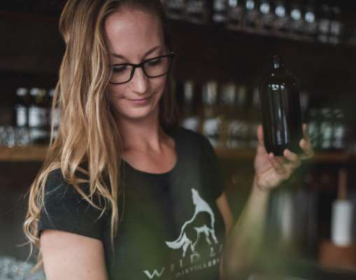 Cheryl the bartender making cocktails at wild life distillery